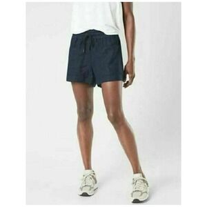 ATHLETA Navy Blue Cabo Linen 4" Casual Shorts Size 6 Beach Travel‎ Comfy